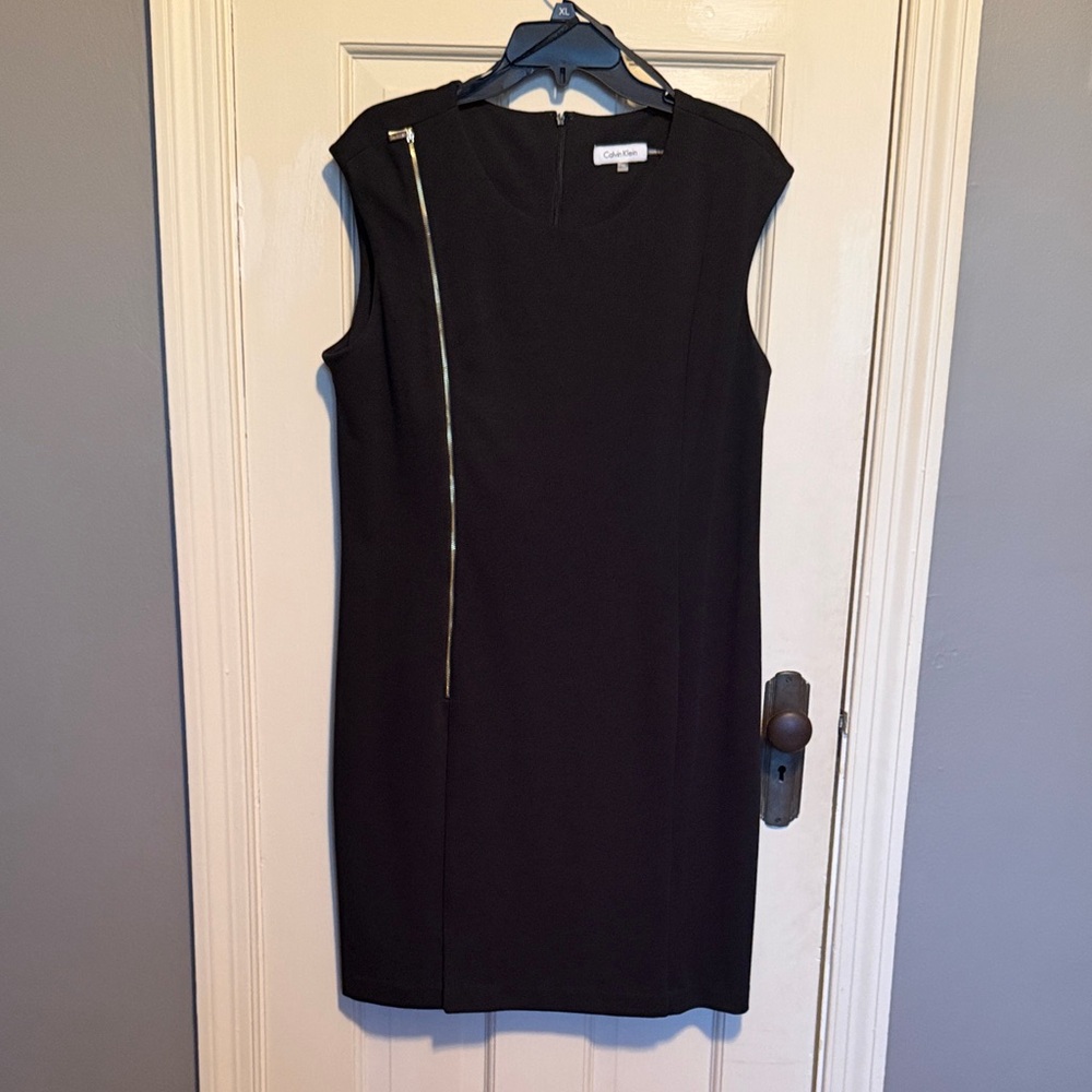 Calvin Klein Black Asymmetrical Zip Dress size 16